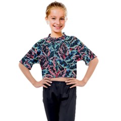 Leaves Pattern Patterns Colorful Kids Mock Neck T-shirt