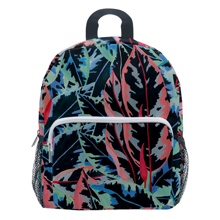 Leaves Pattern Patterns Colorful Kids  Age 5-10 Lightweight School Backpack with Side Pockets