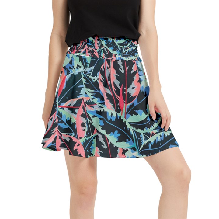 Leaves Pattern Patterns Colorful Waistband Skirt