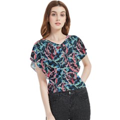 Leaves Pattern Patterns Colorful Butterfly Chiffon Blouse