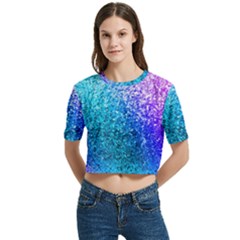 Rainbow Colors Colorful Pattern Women s Round Neck Short Sleeve Crop Top