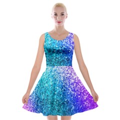 Rainbow Colors Colorful Pattern Velvet Skater Dress