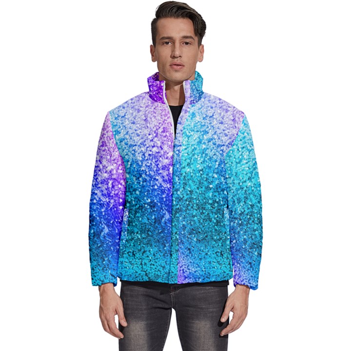 Rainbow Colors Colorful Pattern Men s Puffer Bubble Jacket Coat