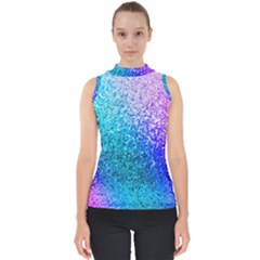 Rainbow Colors Colorful Pattern Mock Neck Shell Top