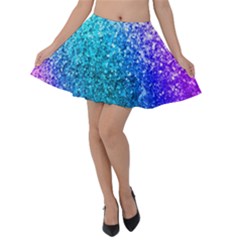 Rainbow Colors Colorful Pattern Velvet Skater Skirt