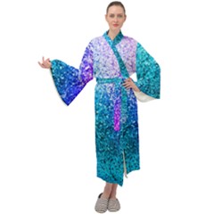 Rainbow Colors Colorful Pattern Maxi Velvet Kimono