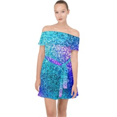 Rainbow Colors Colorful Pattern Off Shoulder Chiffon Dress by Posterlux