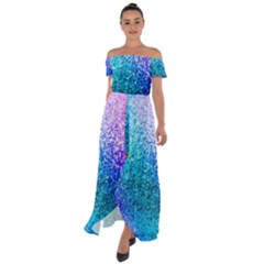 Rainbow Colors Colorful Pattern Off Shoulder Open Front Chiffon Dress