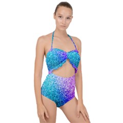 Rainbow Colors Colorful Pattern Scallop Top Cut Out Swimsuit