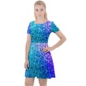 Rainbow Colors Colorful Pattern Cap Sleeve Velour Dress  View1