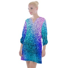 Rainbow Colors Colorful Pattern Open Neck Shift Dress