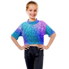 Rainbow Colors Colorful Pattern Kids Mock Neck T-shirt