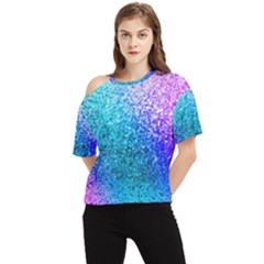 Rainbow Colors Colorful Pattern One Shoulder Cut Out T-shirt