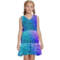 Rainbow Colors Colorful Pattern Kids  Sleeveless Tiered Mini Dress by Posterlux