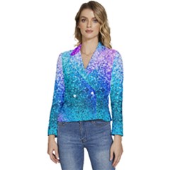 Rainbow Colors Colorful Pattern Women s Long Sleeve Revers Collar Cropped Jacket