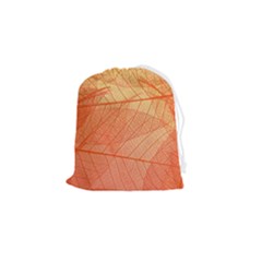 Abstract Texture Of Colorful Bright Pattern Of Transparent Leaves Of Orange And Yellow Color Drawstring Pouch (small)