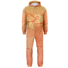 Abstract Texture Of Colorful Bright Pattern Of Transparent Leaves Of Orange And Yellow Color Hooded Jumpsuit (men)