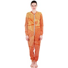 Abstract Texture Of Colorful Bright Pattern Of Transparent Leaves Of Orange And Yellow Color Onepiece Jumpsuit (ladies) by Posterlux