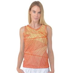 Abstract Texture Of Colorful Bright Pattern Of Transparent Leaves Of Orange And Yellow Color Women s Basketball Tank Top