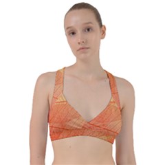 Abstract Texture Of Colorful Bright Pattern Of Transparent Leaves Of Orange And Yellow Color Sweetheart Sports Bra