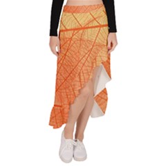 Abstract Texture Of Colorful Bright Pattern Of Transparent Leaves Of Orange And Yellow Color Asymmetrical Ruffle Hem Skirt  by Posterlux