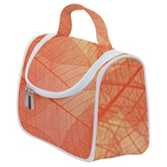 Abstract Texture Of Colorful Bright Pattern Of Transparent Leaves Of Orange And Yellow Color Satchel Handbag