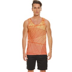 Abstract Texture Of Colorful Bright Pattern Of Transparent Leaves Of Orange And Yellow Color Men s Wide Collar Tank Top by Posterlux