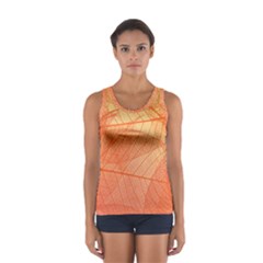 Abstract Texture Of Colorful Bright Pattern Of Transparent Leaves Of Orange And Yellow Color Sport Tank Top  by Posterlux