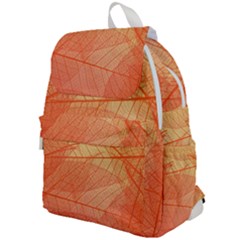 Abstract Texture Of Colorful Bright Pattern Of Transparent Leaves Of Orange And Yellow Color Top Flap Backpack