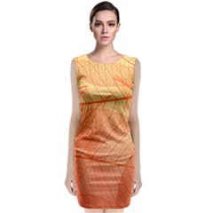 Abstract Texture Of Colorful Bright Pattern Of Transparent Leaves Of Orange And Yellow Color Classic Sleeveless Midi Dress