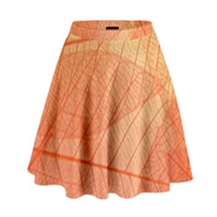 Abstract Texture Of Colorful Bright Pattern Of Transparent Leaves Of Orange And Yellow Color High Waist Skirt