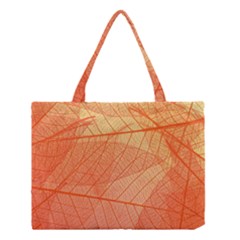 Abstract Texture Of Colorful Bright Pattern Of Transparent Leaves Of Orange And Yellow Color Medium Tote Bag