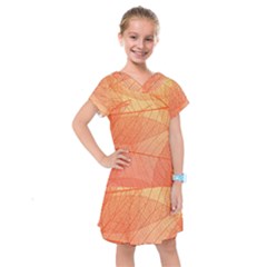 Abstract Texture Of Colorful Bright Pattern Of Transparent Leaves Of Orange And Yellow Color Kids  Drop Waist Dress