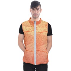 Abstract Texture Of Colorful Bright Pattern Of Transparent Leaves Of Orange And Yellow Color Men s Puffer Vest