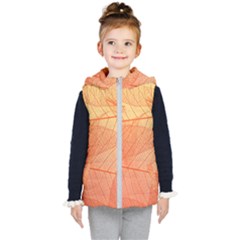 Abstract Texture Of Colorful Bright Pattern Of Transparent Leaves Of Orange And Yellow Color Kids  Hooded Puffer Vest