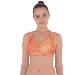 Abstract Texture Of Colorful Bright Pattern Of Transparent Leaves Of Orange And Yellow Color Cross String Back Sports Bra