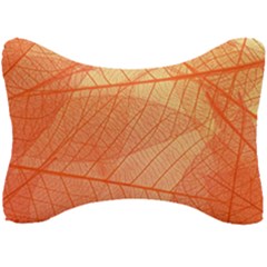 Abstract Texture Of Colorful Bright Pattern Of Transparent Leaves Of Orange And Yellow Color Seat Head Rest Cushion by Posterlux