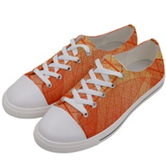 Abstract Texture Of Colorful Bright Pattern Of Transparent Leaves Of Orange And Yellow Color Women s Low Top Canvas Sneakers