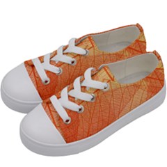 Abstract Texture Of Colorful Bright Pattern Of Transparent Leaves Of Orange And Yellow Color Kids  Low Top Canvas Sneakers