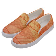 Abstract Texture Of Colorful Bright Pattern Of Transparent Leaves Of Orange And Yellow Color Men s Canvas Slip Ons