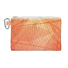 Abstract Texture Of Colorful Bright Pattern Of Transparent Leaves Of Orange And Yellow Color Canvas Cosmetic Bag (large)