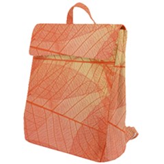 Abstract Texture Of Colorful Bright Pattern Of Transparent Leaves Of Orange And Yellow Color Flap Top Backpack