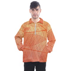 Abstract Texture Of Colorful Bright Pattern Of Transparent Leaves Of Orange And Yellow Color Men s Half Zip Pullover