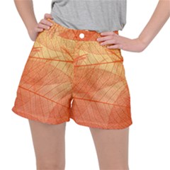 Abstract Texture Of Colorful Bright Pattern Of Transparent Leaves Of Orange And Yellow Color Women s Ripstop Shorts