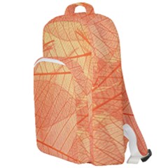 Abstract Texture Of Colorful Bright Pattern Of Transparent Leaves Of Orange And Yellow Color Double Compartment Backpack