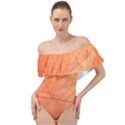 Abstract Texture Of Colorful Bright Pattern Of Transparent Leaves Of Orange And Yellow Color Off Shoulder Velour Bodysuit  View1