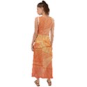 Abstract Texture Of Colorful Bright Pattern Of Transparent Leaves Of Orange And Yellow Color V-Neck Chiffon Maxi Dress View2