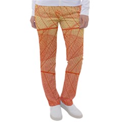 Abstract Texture Of Colorful Bright Pattern Of Transparent Leaves Of Orange And Yellow Color Women s Casual Pants