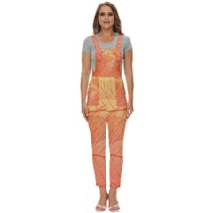 Abstract Texture Of Colorful Bright Pattern Of Transparent Leaves Of Orange And Yellow Color Women s Pinafore Overalls Jumpsuit