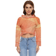 Abstract Texture Of Colorful Bright Pattern Of Transparent Leaves Of Orange And Yellow Color Women s Lightweight Cropped Hoodie by Posterlux